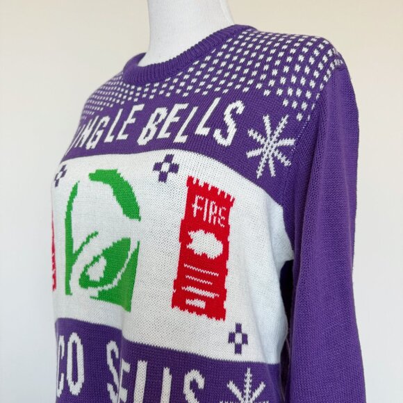 Taco Bell Ugly Christmas Sweater Mens Size Large Jingle Bells Taco Shells Rare - Picture 7 of 11